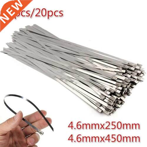 20/10Pcs Stainless Steel Metal Cable Ties zip Exhaust Wrap C