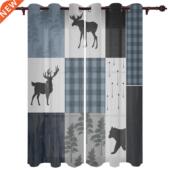 Bear Style Moose Woods Curtains Vintage Window Country