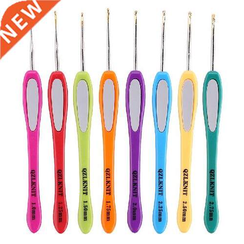 8Pcs/Set Soft Plastic Handle Aluminum Crochet Hooks