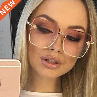 2022 New Lady Oversize Rimless Square Bee Sunglasses Women B