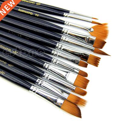 12Pcs Nylon Hair Acrylic Oil Painting Watercolor Artist Pain