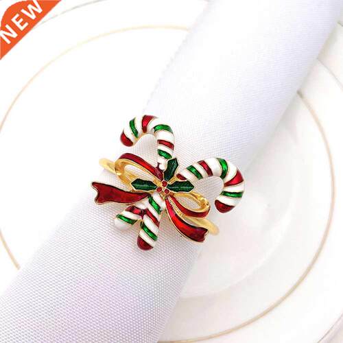 2022 Metal Christmas Napkin Rings Bow Flower Wreath Napkin