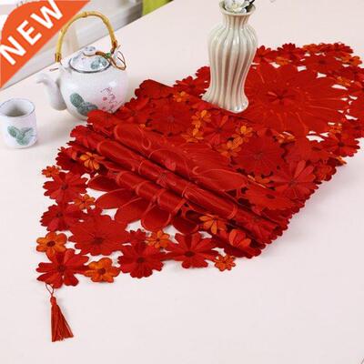 Christmas Embroidered Table Runners Luxury Poinsettia Holly