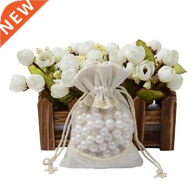 12pcs Drawstring Burlap Bags With Window Lace Gift Bags