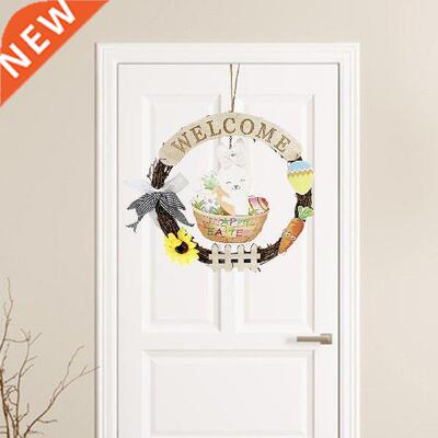 Round Easter Wreath Easter Pendant Happy Easter, Welcome