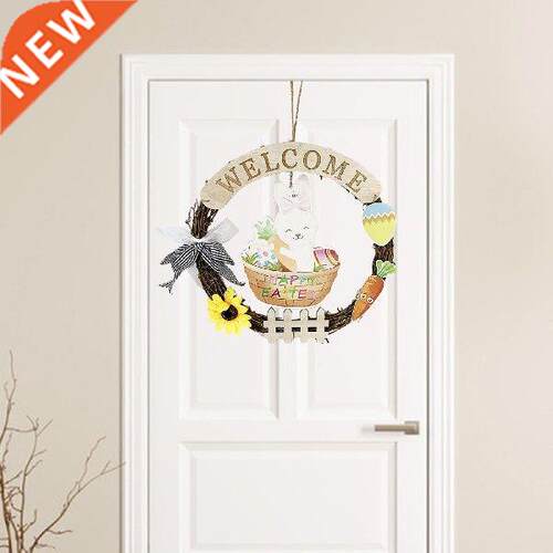 Round Easter Wreath Easter Pendant Happy Easter, Welcome