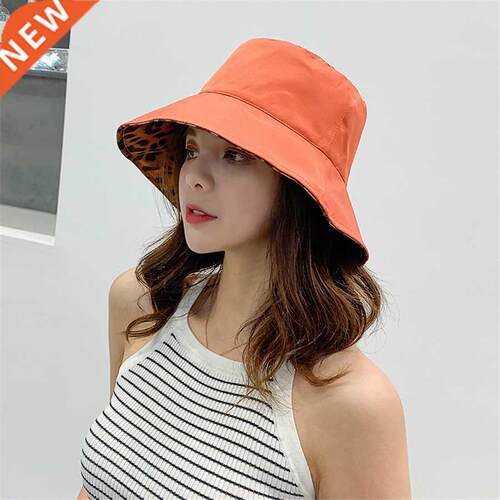 New Leopard Panama Hat Women Japanese Double-sided Sunshade