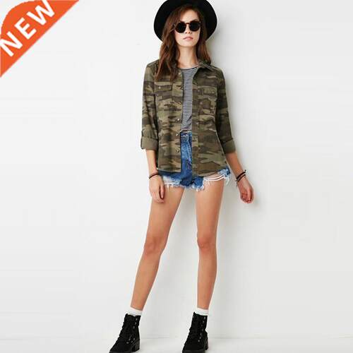 Military style camouflage slim blazer women coat lady jacket