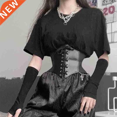 Women's Corset Belt Gothic Fashion PU Leather Female Lace-up