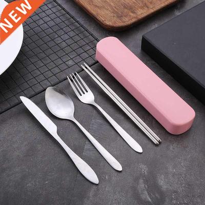4Pcs/Set Travel Camping Cutlery Set Portable Tableware Stain