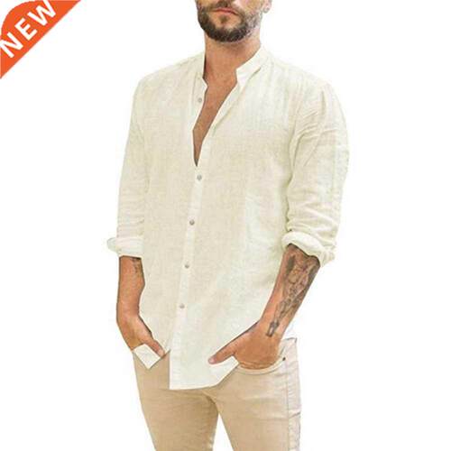 100% Cotton Linen Hot Sale Men's Long-Sleeved Shirts Summer
