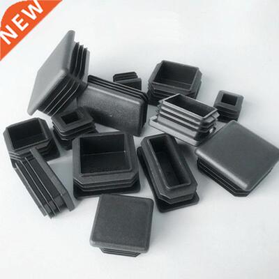 4Pcs Black Plastc Blankng End Caps Rectangular Ppe Tube C