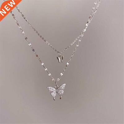 2021 New Korean Fashion Silver Plated Shiny Butterfly Neckla