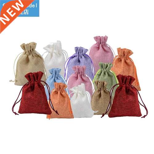 10Pcs/Packs Christmas Hessian Burlap Jute Gift Bags Drawstri