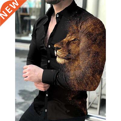 Fashion Luxury Social Men Shirts Turn-down Collar Buttoned S