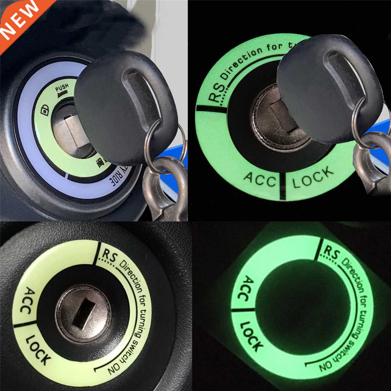 Car Ignition Switch Luminous Sticker Rings Key Ring Surround