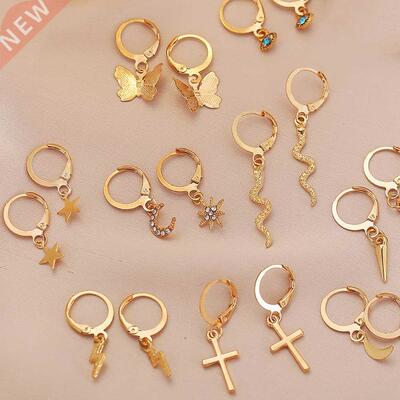 Fashion ohemian Gold Color Cross Crystal Eyes Moon Pendant