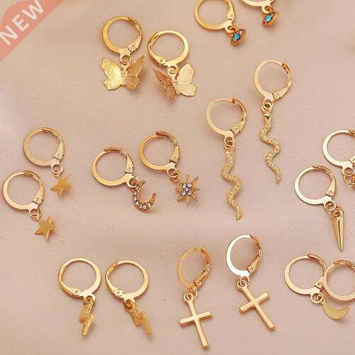 Fashion ohemian Gold Color Cross Crystal Eyes Moon Pendant
