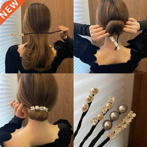 Vintage Shell Pearl Hairpin Bun Hairstyle Hair Stick Women E