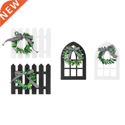 2Pcs Wooden Farmhouse Window Tiered Tray Decoration &amp