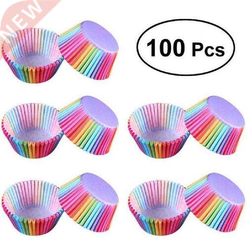100Pcs/set Cake Cupcake Liners Colorful Rainbow Paper