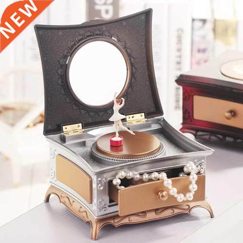 Makeup Mirror Jewelry Box Music Box Dancing Ballerina Drawer