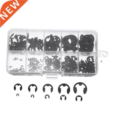 300PCS Metal Black Manganese Steel E-type Circlip Retaining