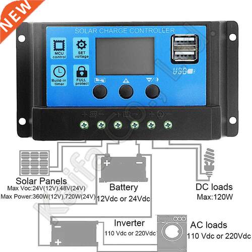 1PCS 10A 20A 0A 40A 50A 60A 12V 24V Auto Solar Charge Contr