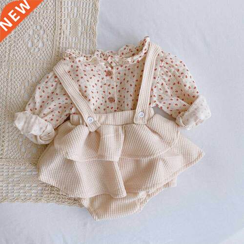 Baby Girl 2PCS Clothes Sets Long Sleeves Shirts+Suspender Sk