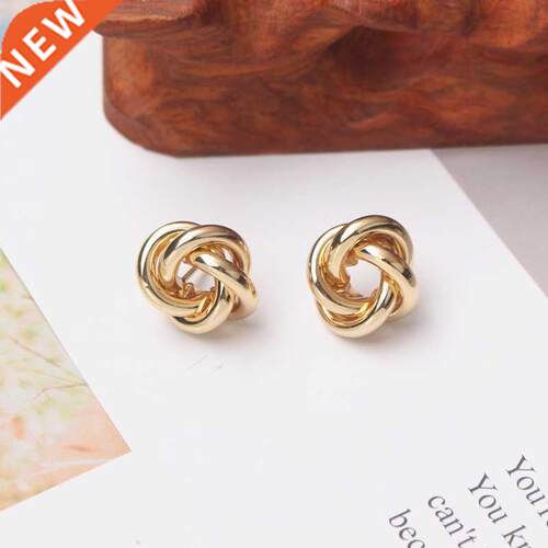 ZA Small Metal Knot Twist Stud Earrings Women Geometric Stat