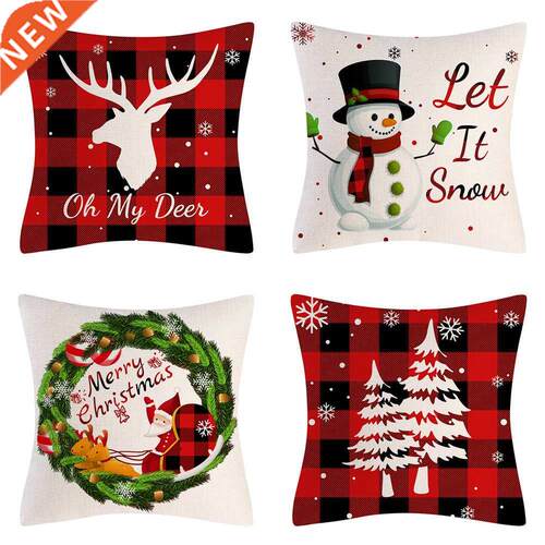 4pcs 45x45cm Pillow Case Throw Pillows Christmas Pillowcase