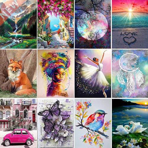 JIEME 5D Diamond Painting Landscape Figure Cartoon Full Roun