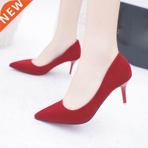 Plus Size OL Office Lady Shoes Faux Suede High Heels Woman S