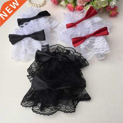 Gothic Lolita Wrist Cuffs Sweet Satin Bow Ruffles Floral Lac