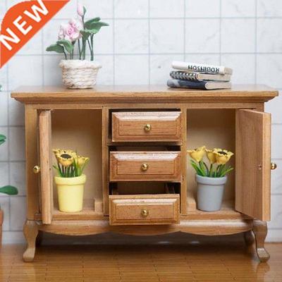 Mini Simulated Wooden Cabinet Dollhouse Figurine Model Toy