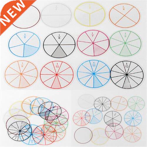12pcs/lot Math Fractions Circles Toy Plastic Numbered Fracti
