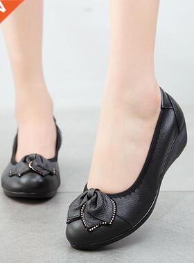 OAHUI 4-4 Elegant Ladies Wedges Heel Ballet Flats Shoes Wo