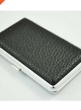 Hot Amico Metal Frame Black Faux Leather Cigarette Storage C