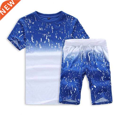 1Set Summer Short-sleeved Sports Suit Printed Breathable Swe