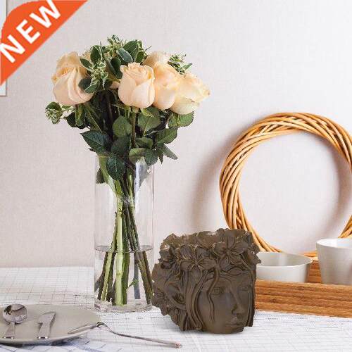 Silicone Flower Pot Mold Goddess Head Concrete Silicone