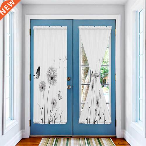 Dandelion Butterfly Black White Door Curtains Decor Home