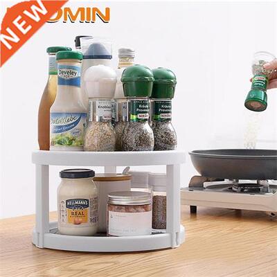 HOOMIN Condiment Storage Rack Round Shelf 2 Tier Kitchen