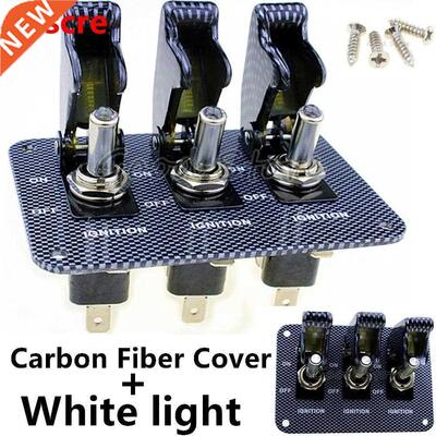 1PCS 3X12V Carbon cap White light LED Safety Cover Aircraft