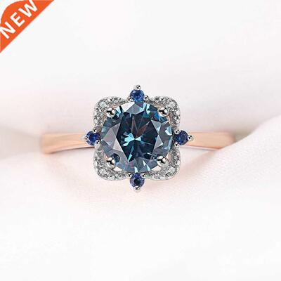 Sterling Silver Topaz Ring Created Gemstone Rose Gold Pl