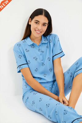 ndyol Floral Viscose Woven Pajamas set THMAW22PT0188