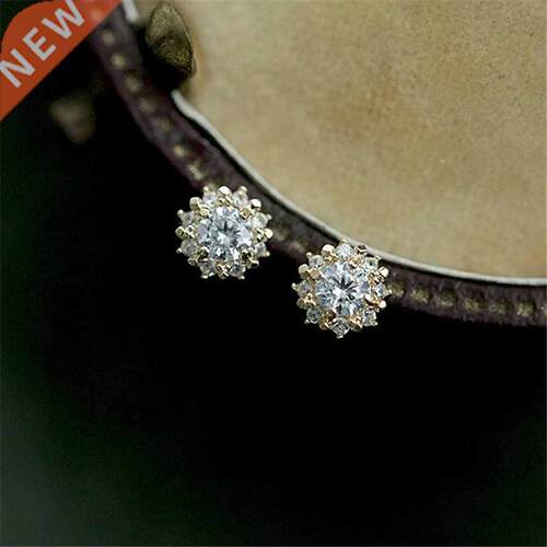 925 Sterling Silver Plated 14k Gold Plating Simple Sun Earri