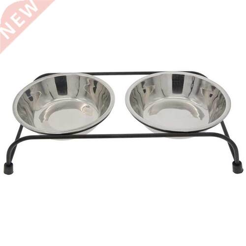 Double Removable Stainless Steel Pet Food Water Bowls with I