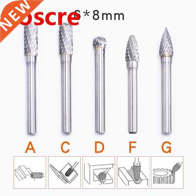 5Pcs 6x8mm Tungsten Steel Rotary File Set Grinding Head Rasp