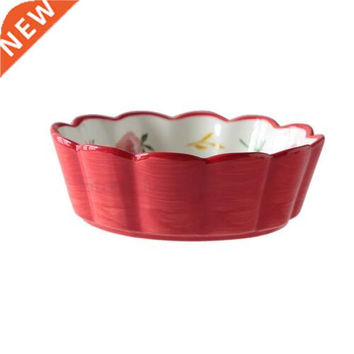 Wavy Petal Edge Home Underglaze Color Soup Ceramic Bowl