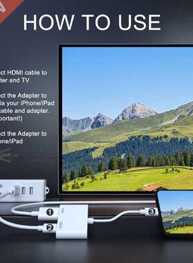 HDMI Adapter for Lightning to Digital AV Converter 4K USB Ca